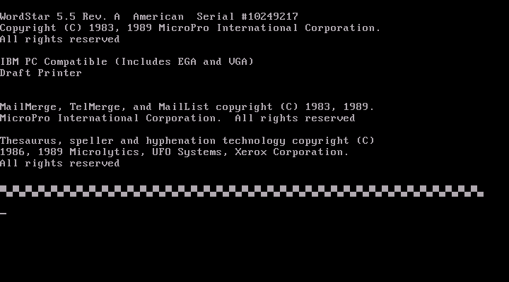 WordStar 5.5 Rev A - Splash